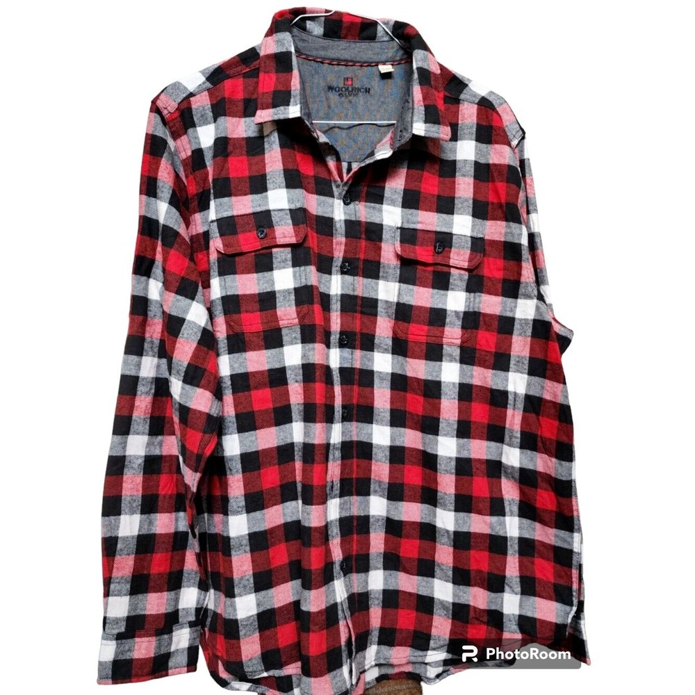 Woolrich Flannel Button Down Shirt Plus Size 2X Stripes WARM